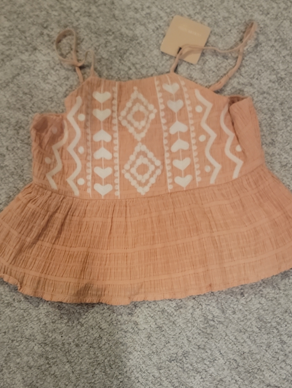 Together Peach Embroidered Spaghetti-Strap Top